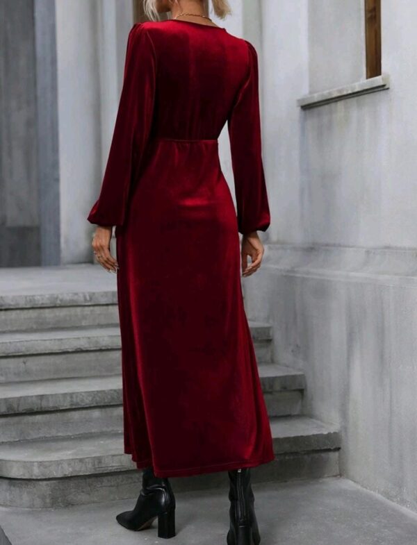Lantern Sleeve Knot Side Wrap Dress