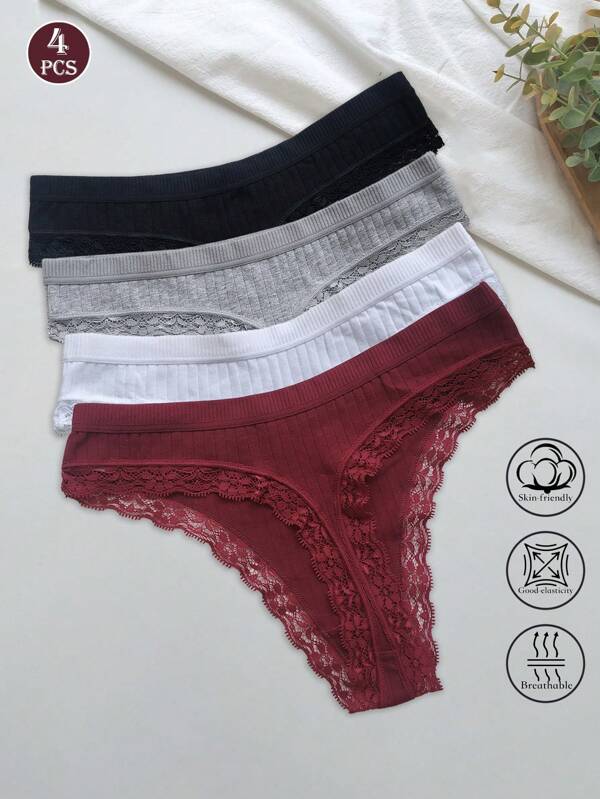 4pcs/Set Lace Thongs