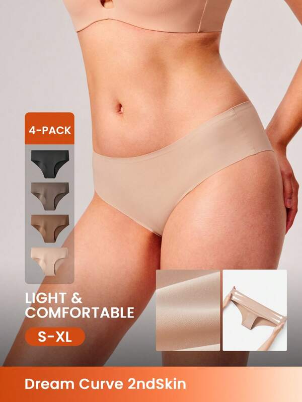 4-Pack Low Rise Basics Seamless No Show Briefs