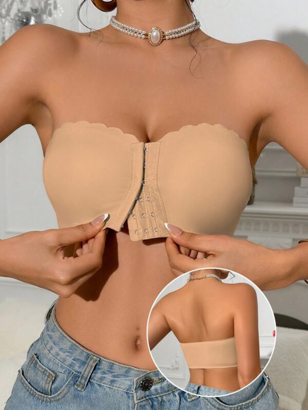 Front Clasp Scoop Neck Bandeau Bra