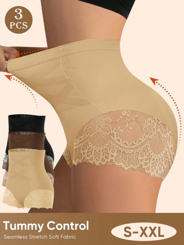3pcs High Waist Lace Shapewear