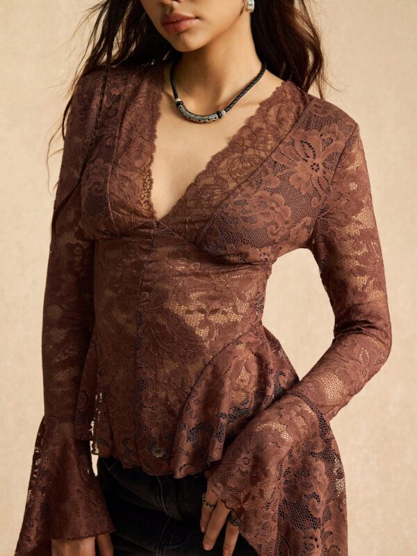 Lace Trumpet Sleeve Top