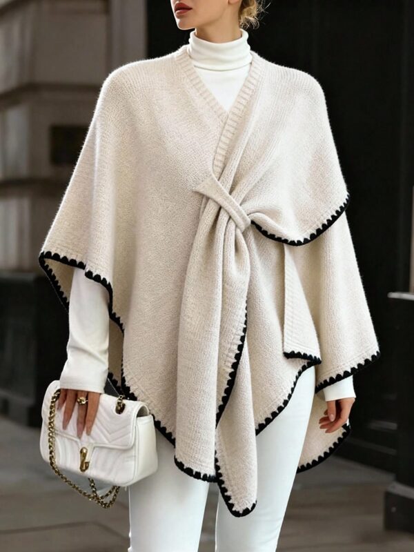 Shawl Collar Slit Cape Cardigan