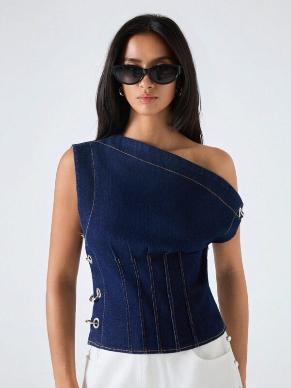 Fitted Fashionable Denim Top