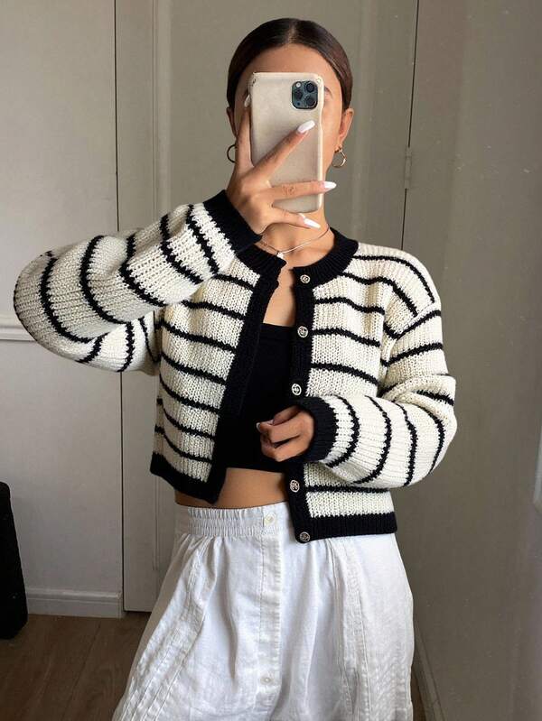 Long Sleeve Striped Cardigan