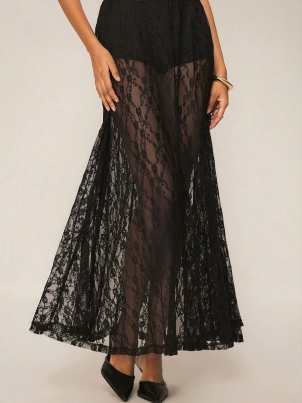 Lace Transparent Black Skirt