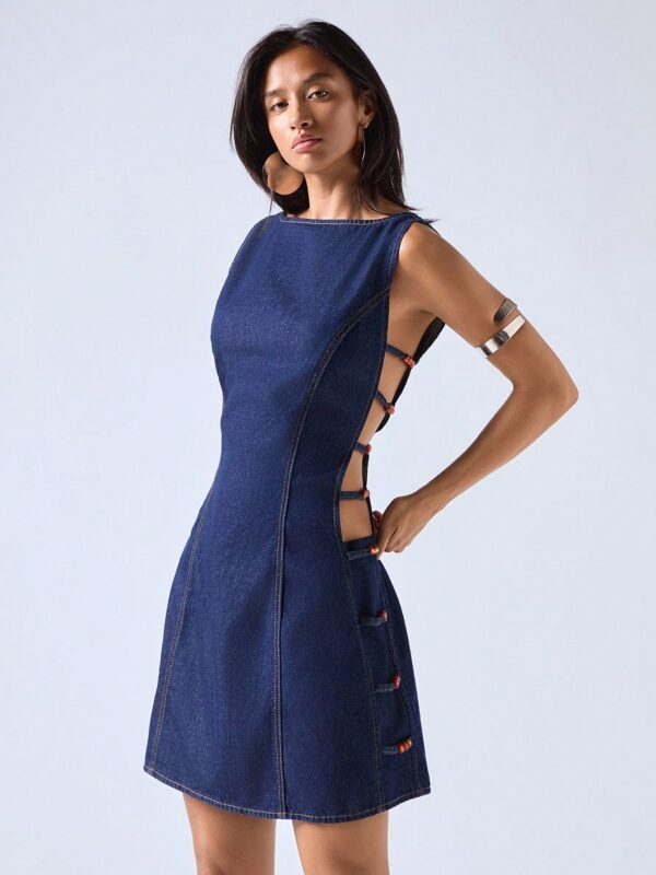 Round Neck Casual Sleeveless Denim Dress