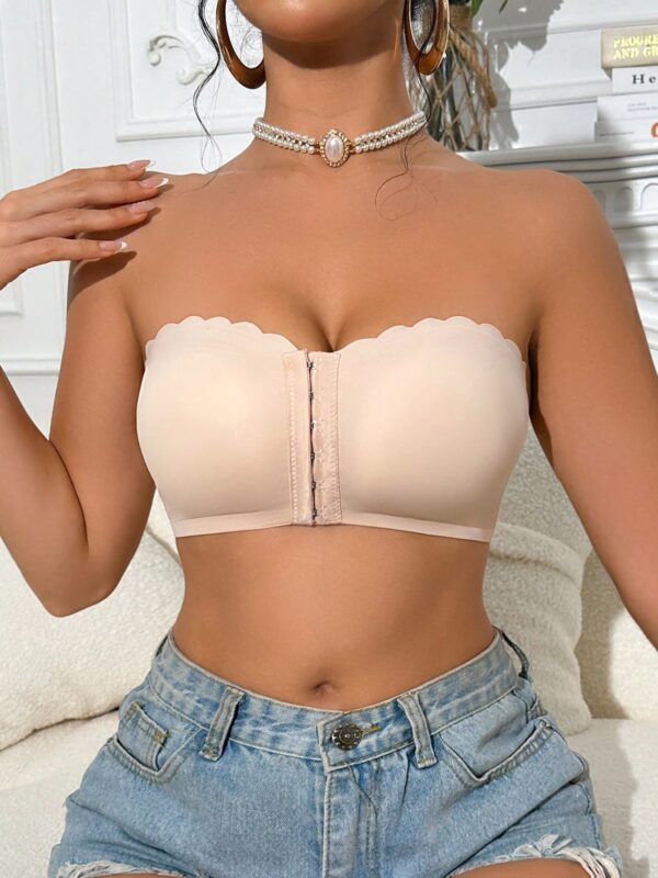 Front Clasp Scoop Neck Bandeau Bra
