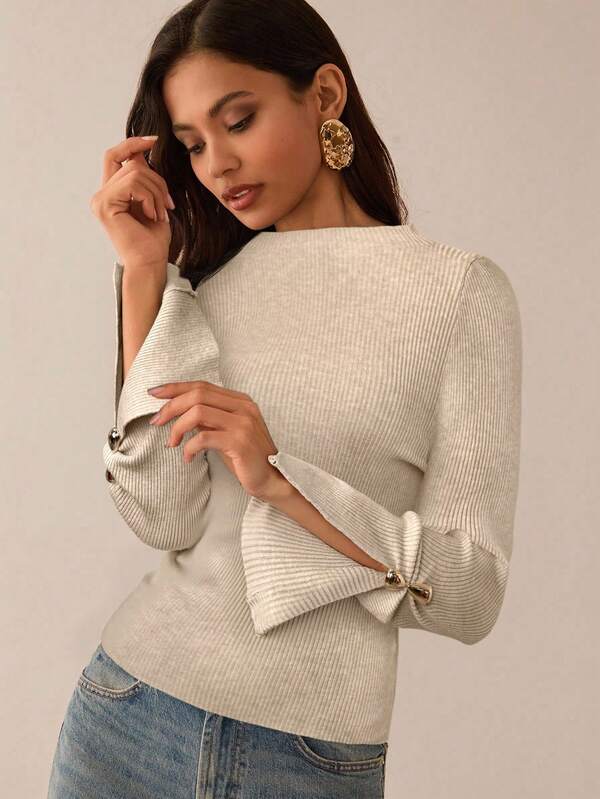 Metal Decor Bodycon Sweater