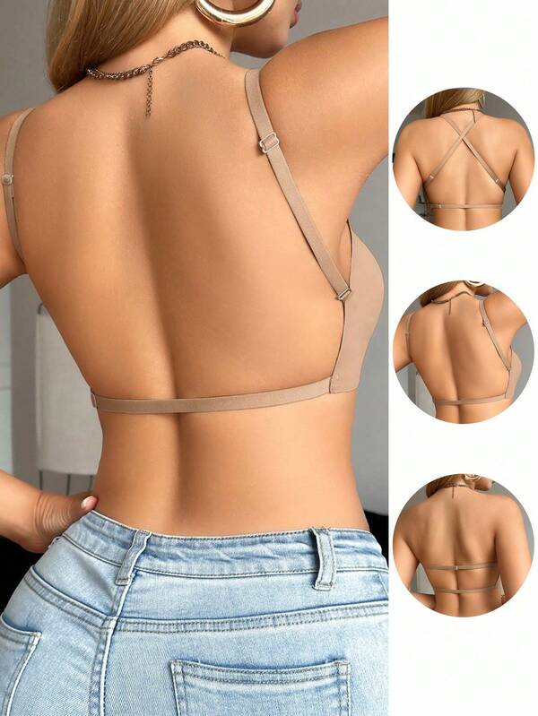 Deep V-Neck Spaghetti Strap Backless Bralette