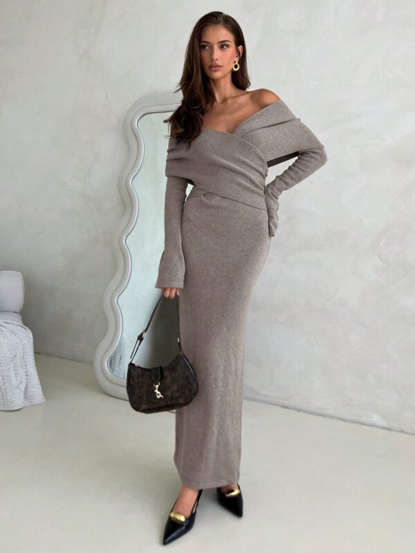 Off-Shoulder Pleated Waist Dress