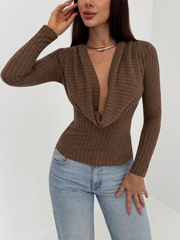 Draped Neck Textured Top