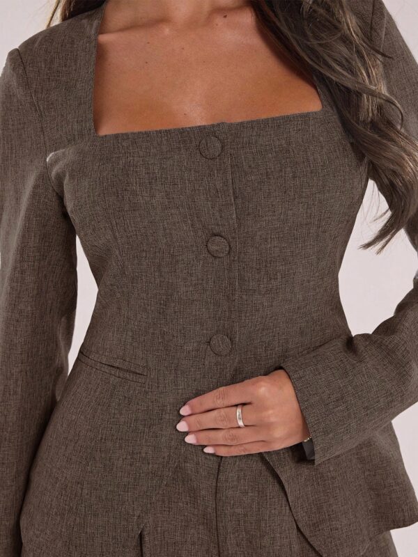 Square Collar Design Blazer
