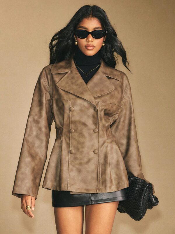 Faux Leather Peplum Jacket