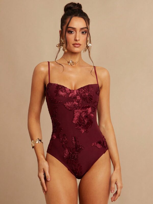 Jacquard Floral Embroidered Bodysuit