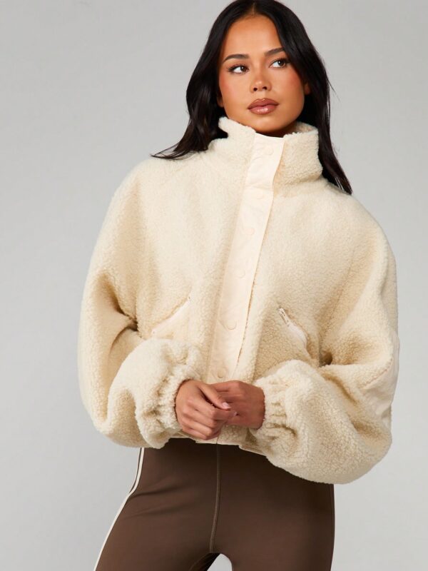 Oversized Cropped Button Up Jacket