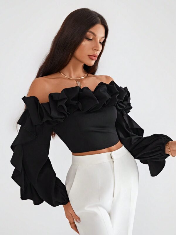 Off Shoulder Ruffle Crop Top