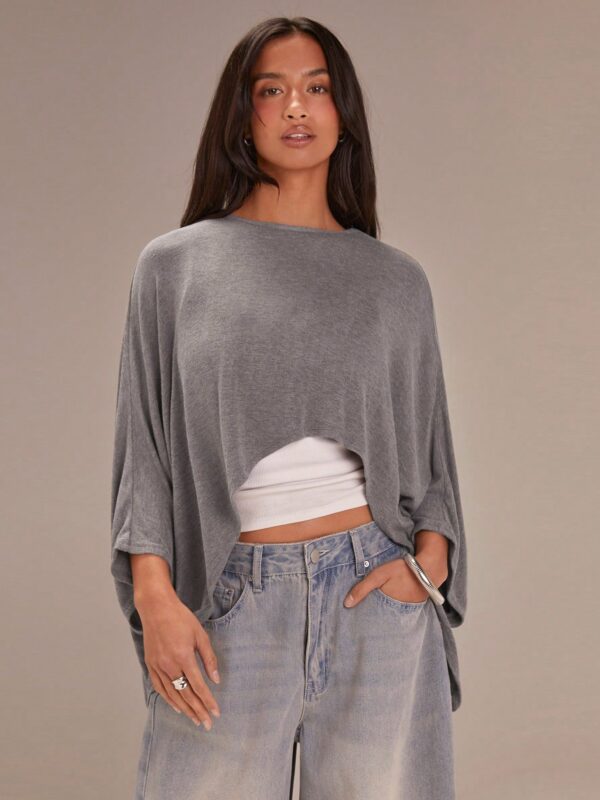 Round Neck Loose Fitting Cape Top