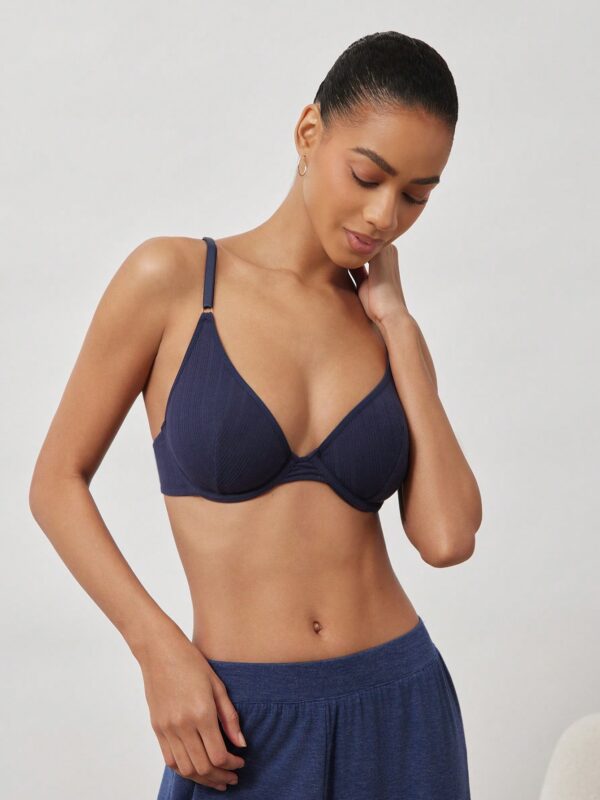 Navy Blue Thin Underwire Unpadded Bra