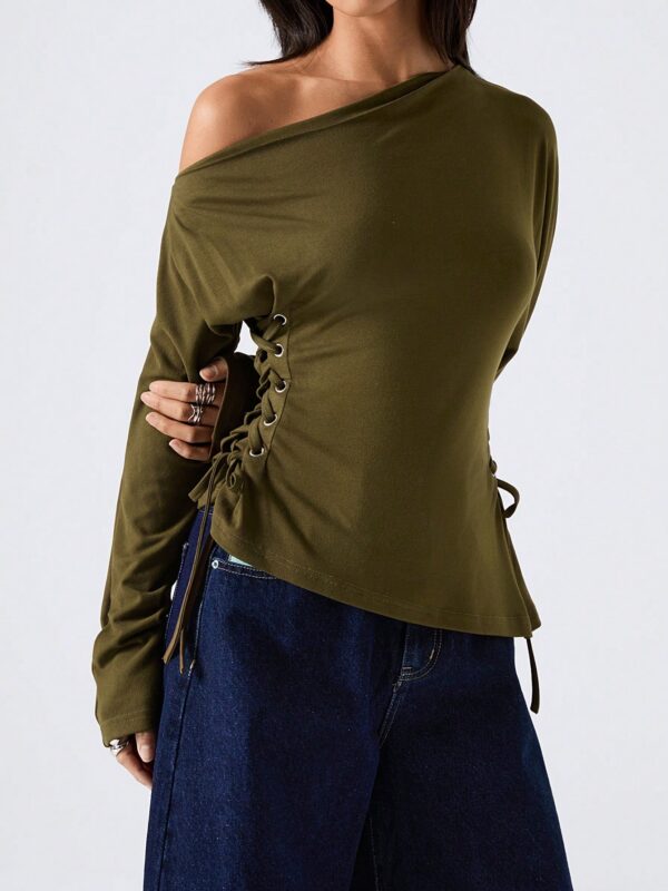 Asymmetrical Shoulder Long Sleeve Top