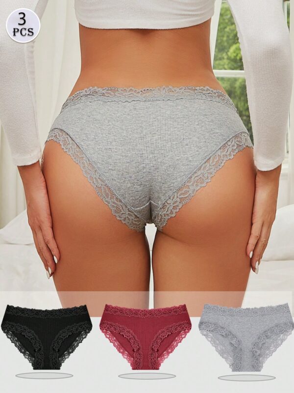 3pcs Lace Briefs Soft  Panties