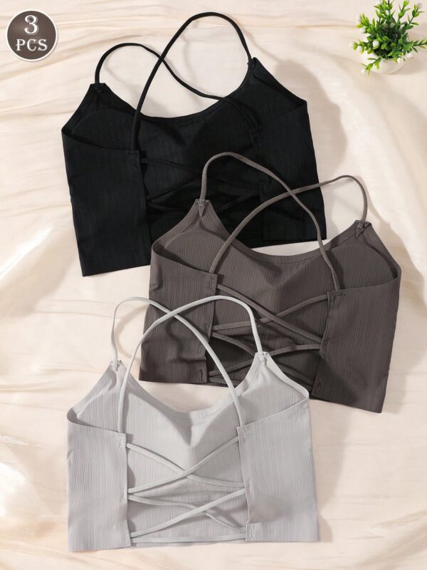 3PCS Breathable Wire-Free Bra With Open Cross-Back