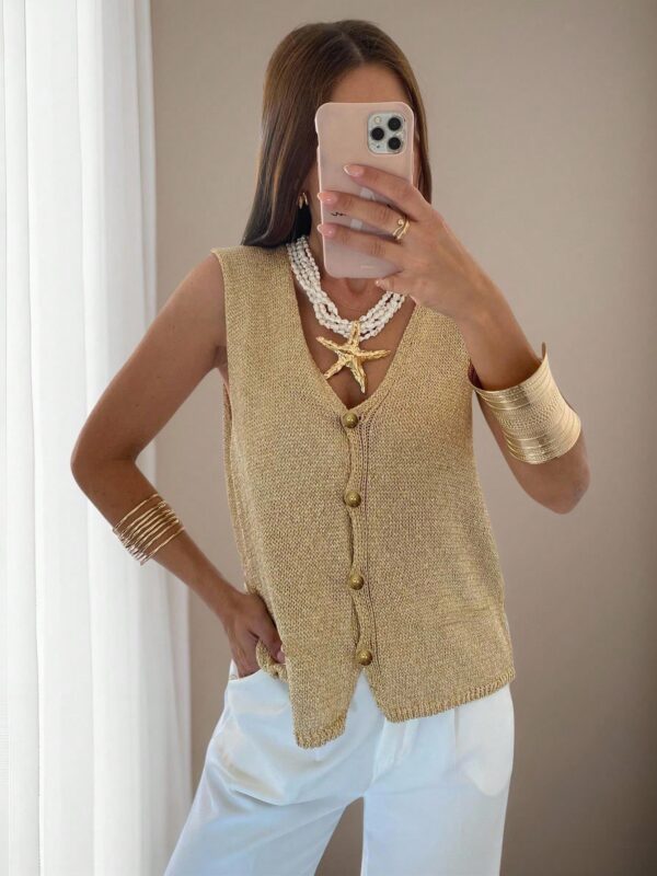 Casual Button Knit Sweater Vest