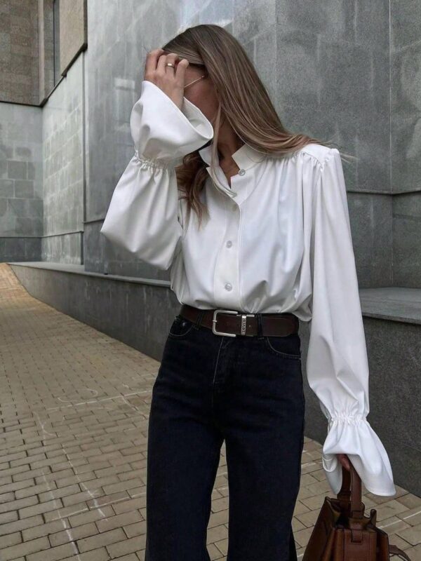 Ruffle Cuff Satin Top