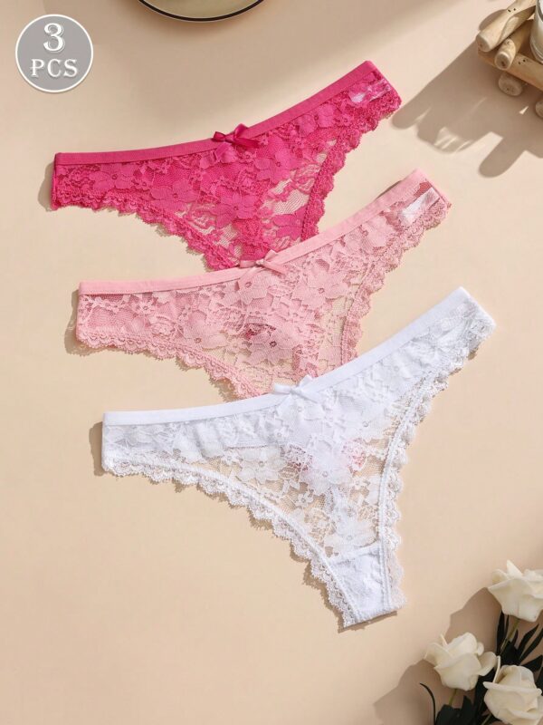 Lace Bowknot Thong Panties