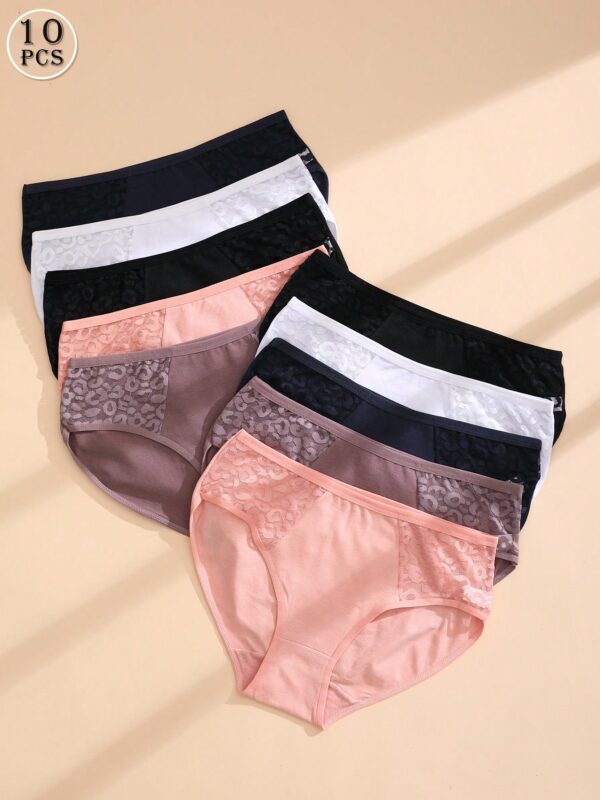 10pcs Lace Patchwork Briefs