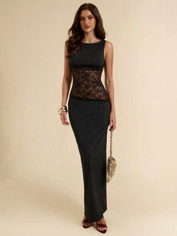 Sleeveless Bodycon Lace Sheer Dress