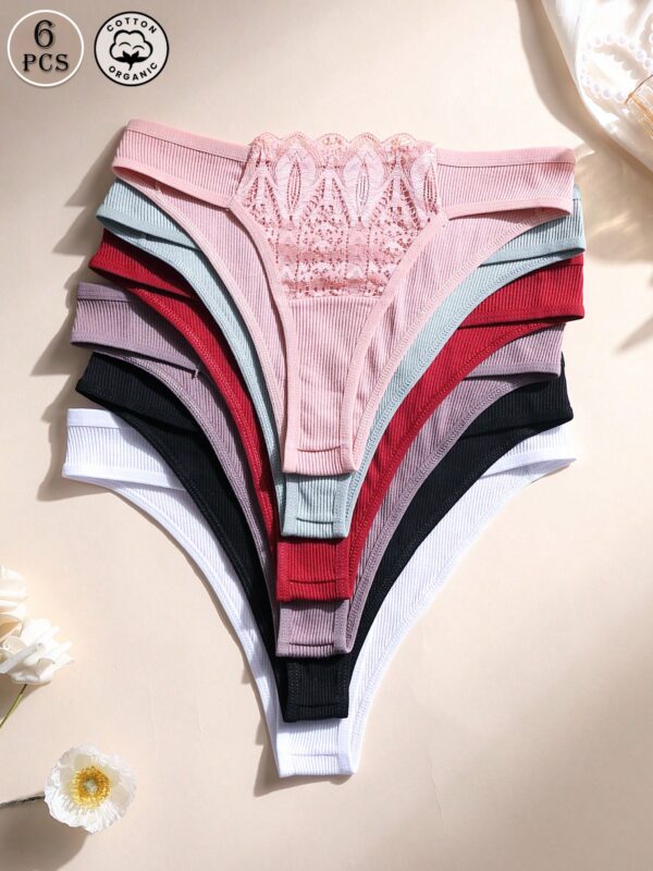 6 PCS Ribbed Cotton Panties