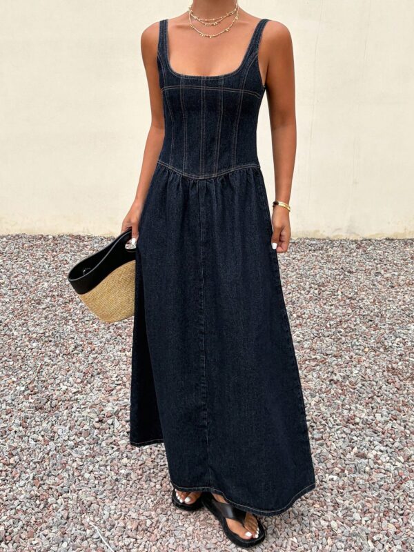 Waist Cinched Casual Suspender Dress