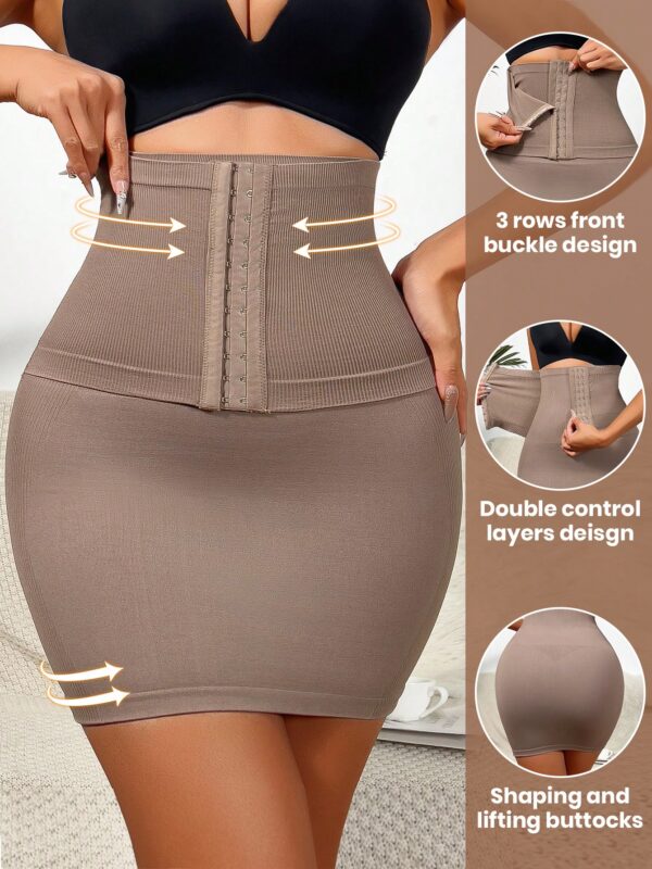 1pc Front Button Closure Tummy Control Shapewear Skirt
