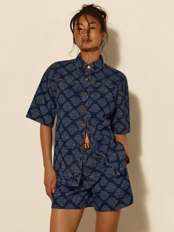 Short Sleeve Denim Top & Short Set