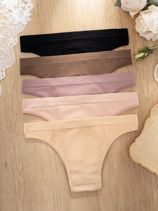5pcs Knitted Low Waist Triangle Panties
