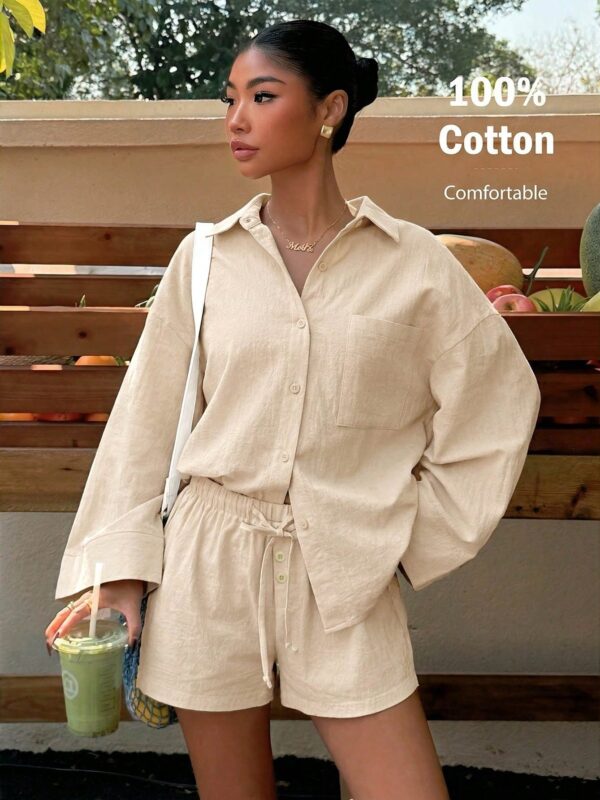 Short & Top Cotton Linen Set