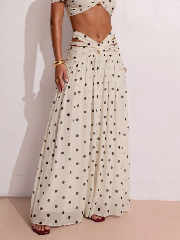 Waist Metal Decor Flowy Skirt