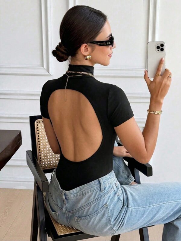 High Neck Backless Bodysuit