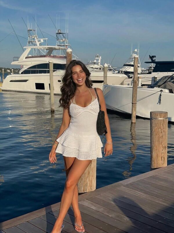 Hollow Waist Knit Cover-Up Dress