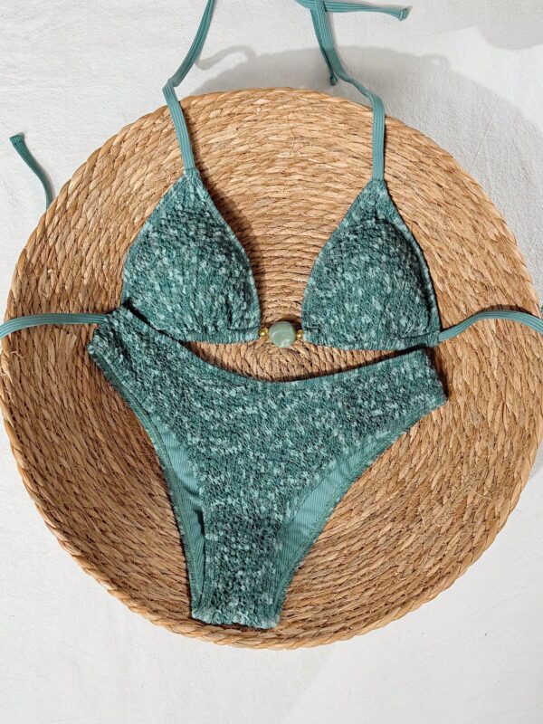 Buckle Bead Embellished 2pc/s Swimsuit