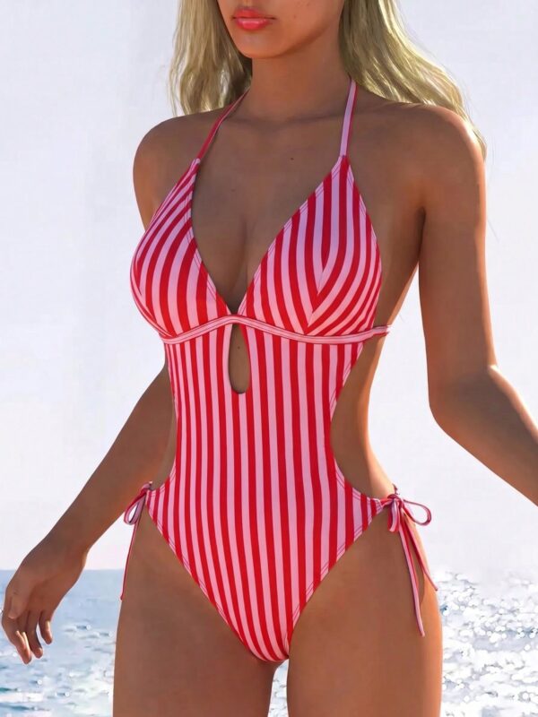 Triangle Cutout Side Tie 1pc Swimsuit