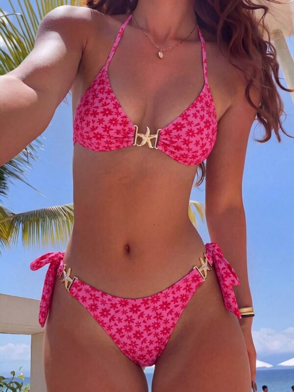 2 Pieces Tropical Print Bikini Set