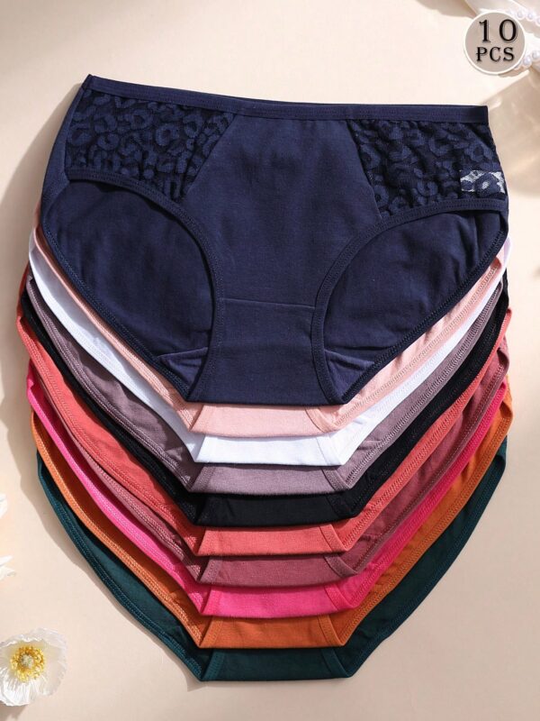 10pcs Pure Cotton Lace Panties