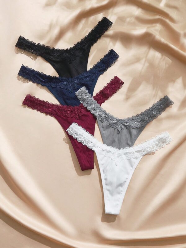5pcs Lace Patchwork Thongs panties