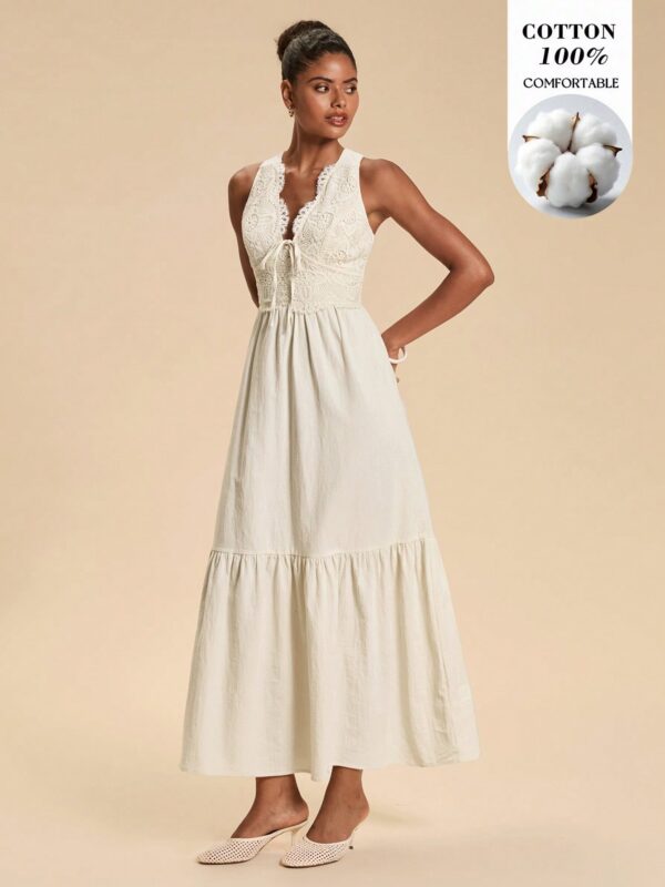 Lace Patchwork Sleeveless Dress