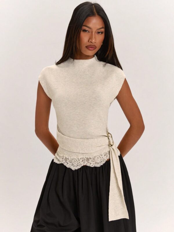 Half High Neck Cinched Waist top