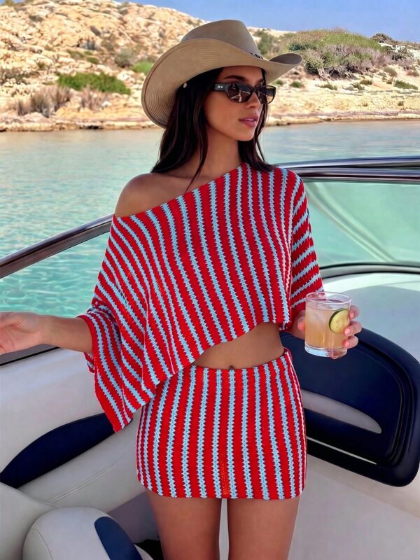 2-Piece Oversized Striped Cover Up Set