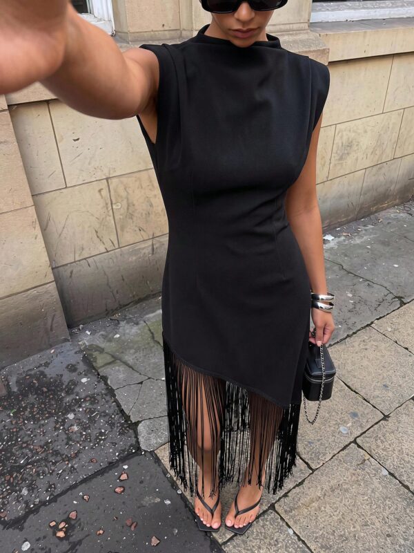 High Neck Wide Shoulder Dress