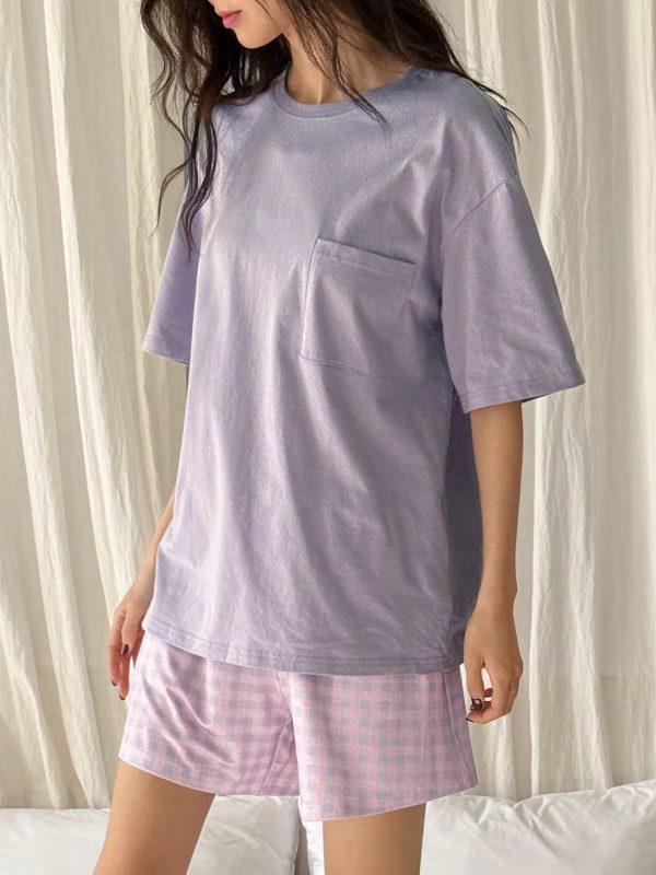 2pcs Loose Casual Short Sleeve Set